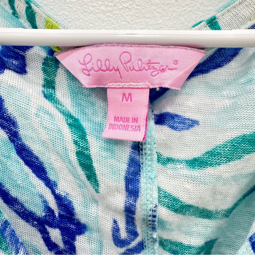 Lilly Pulitzer Duval Dress Pool Blue Stay Cool Linen Size Medium - Picture 3 of 6